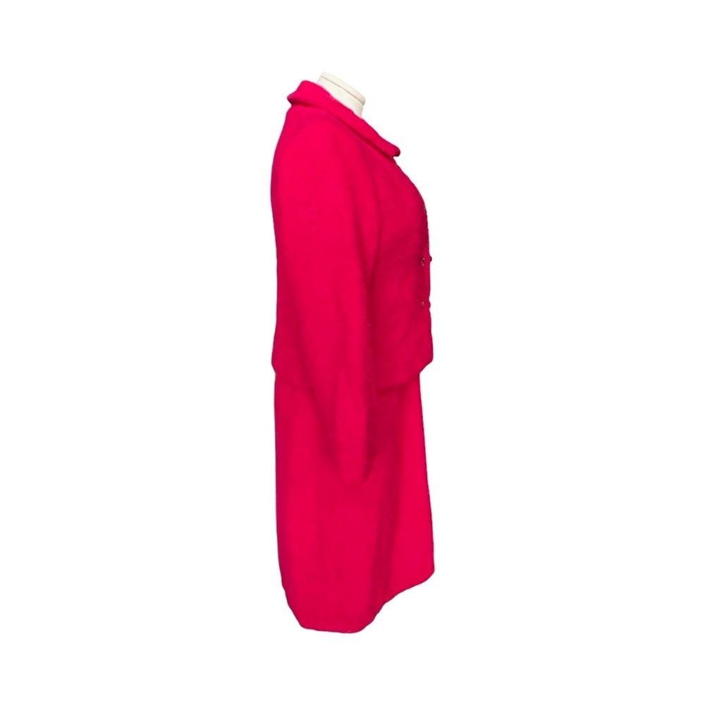 Vintage Hot Pink Jackie O Wool Jacket and Dress with Gold Buttons - Medium - Picture 5 of 9